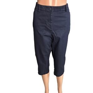 Talbots Perfect Skimmer Capri Pants Navy Blue 14P Summer Vacation Cruise Resort